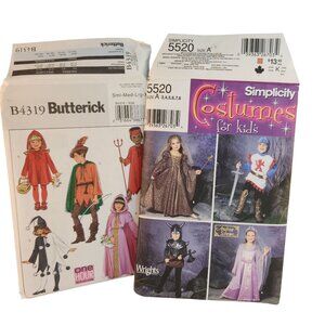 Simplicity 5520 & Butterick B4319 Kids Halloween Costume Patterns Multiple Sizes